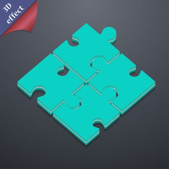 Puzzle piece icon symbol. 3D style. Trendy, modern design with space for your text illustration. Rastrized copy