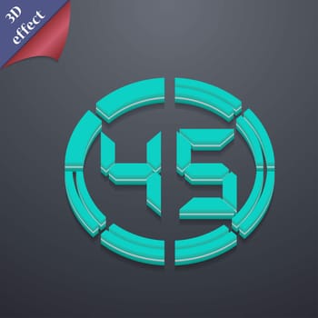 45 second stopwatch icon symbol. 3D style. Trendy, modern design with space for your text illustration. Rastrized copy