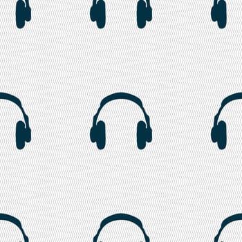 headsets icon sign. Seamless pattern with geometric texture. illustration