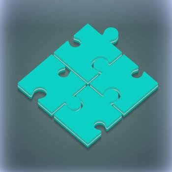 Puzzle piece icon symbol. 3D style. Trendy, modern design with space for your text illustration. Raster version