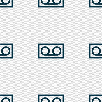 audio cassette icon sign. Seamless pattern with geometric texture. illustration