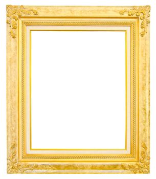 antique gold frame isolated on white background, clipping path