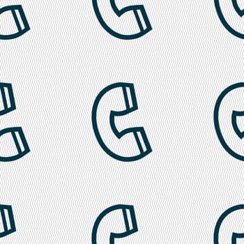 handset icon sign. Seamless pattern with geometric texture. illustration