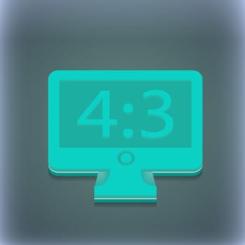 Aspect ratio 4 3 widescreen tv icon symbol. 3D style. Trendy, modern design with space for your text illustration. Raster version