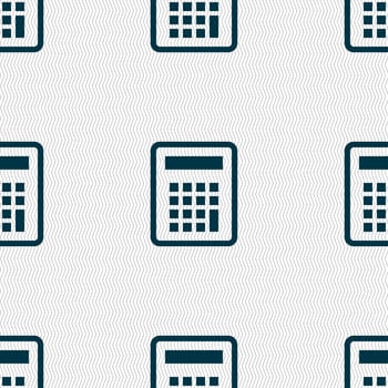 Calculator icon sign. Seamless pattern with geometric texture. illustration