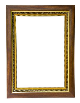 antique wood and gold frame isolated on white background, clipping path