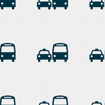 taxi icon sign. Seamless pattern with geometric texture. illustration