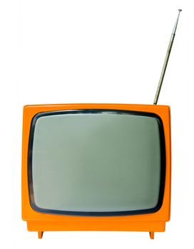 vintage television isolated on the white background, clipping path