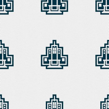 skyscraper icon sign. Seamless pattern with geometric texture. illustration