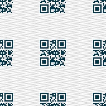 Qr code icon sign. Seamless pattern with geometric texture. illustration