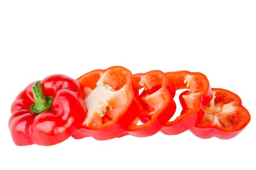 Red bell pepper slice on white background