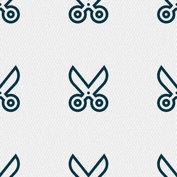 scissors icon sign. Seamless pattern with geometric texture. illustration