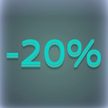 20 percent discount icon symbol. 3D style. Trendy, modern design with space for your text illustration. Raster version