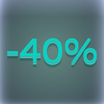 40 percent discount icon symbol. 3D style. Trendy, modern design with space for your text illustration. Raster version