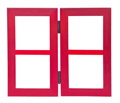 Red wooden frame on white background, clipping path