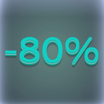 80 percent discount icon symbol. 3D style. Trendy, modern design with space for your text illustration. Raster version