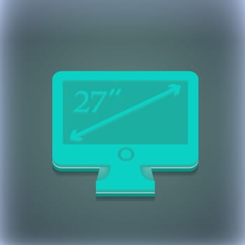 diagonal of the monitor 27 inches icon symbol. 3D style. Trendy, modern design with space for your text illustration. Raster version