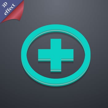 Plus, Positive, zoom icon symbol. 3D style. Trendy, modern design with space for your text illustration. Rastrized copy