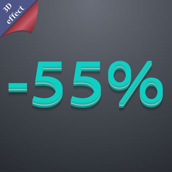 55 percent discount icon symbol. 3D style. Trendy, modern design with space for your text illustration. Rastrized copy