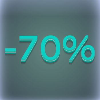 70 percent discount icon symbol. 3D style. Trendy, modern design with space for your text illustration. Raster version