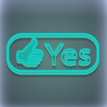 Yes icon symbol. 3D style. Trendy, modern design with space for your text illustration. Raster version