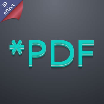 PDF file extension icon symbol. 3D style. Trendy, modern design with space for your text illustration. Rastrized copy