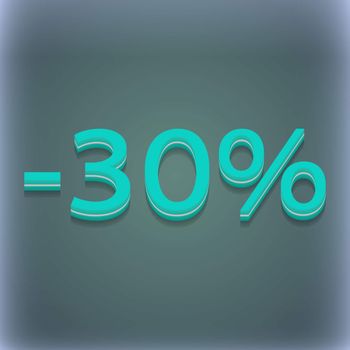 30 percent discount icon symbol. 3D style. Trendy, modern design with space for your text illustration. Raster version