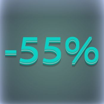 55 percent discount icon symbol. 3D style. Trendy, modern design with space for your text illustration. Raster version