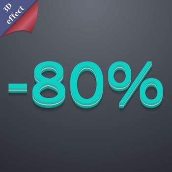 80 percent discount icon symbol. 3D style. Trendy, modern design with space for your text illustration. Rastrized copy