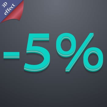 5 percent discount icon symbol. 3D style. Trendy, modern design with space for your text illustration. Rastrized copy