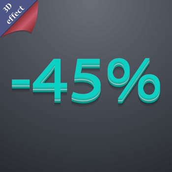 45 percent discount icon symbol. 3D style. Trendy, modern design with space for your text illustration. Rastrized copy