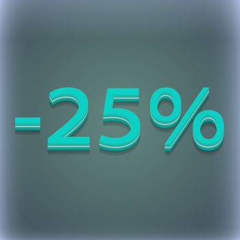 25 percent discount icon symbol. 3D style. Trendy, modern design with space for your text illustration. Raster version