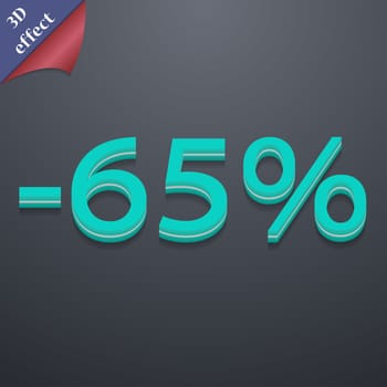 65 percent discount icon symbol. 3D style. Trendy, modern design with space for your text illustration. Rastrized copy