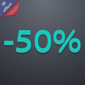 50 percent discount icon symbol. 3D style. Trendy, modern design with space for your text illustration. Rastrized copy