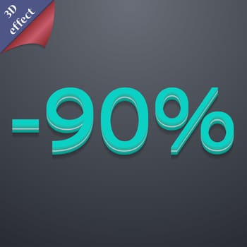 90 percent discount icon symbol. 3D style. Trendy, modern design with space for your text illustration. Rastrized copy