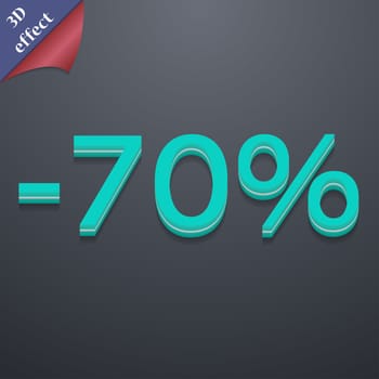 70 percent discount icon symbol. 3D style. Trendy, modern design with space for your text illustration. Rastrized copy