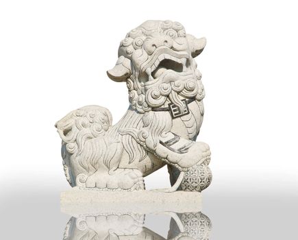 Chinese temple leo statue in Thailand, isolated on white background