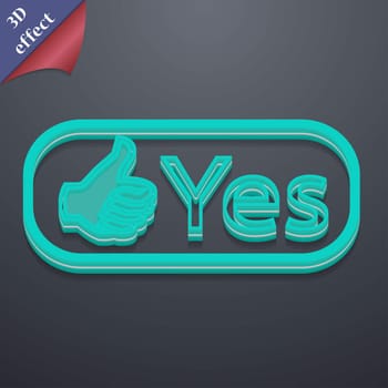 Yes icon symbol. 3D style. Trendy, modern design with space for your text illustration. Rastrized copy