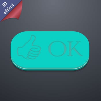 OK icon symbol. 3D style. Trendy, modern design with space for your text illustration. Rastrized copy