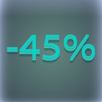 45 percent discount icon symbol. 3D style. Trendy, modern design with space for your text illustration. Raster version