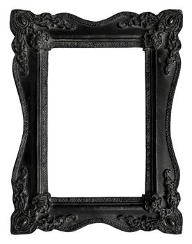 Picture frame black wood frame in white background, clipping path