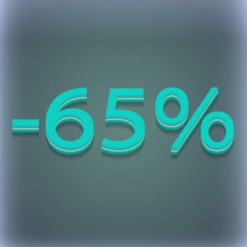 65 percent discount icon symbol. 3D style. Trendy, modern design with space for your text illustration. Raster version