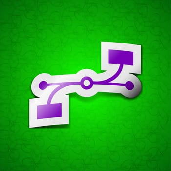 Bezier Curve icon sign. Symbol chic colored sticky label on green background. illustration