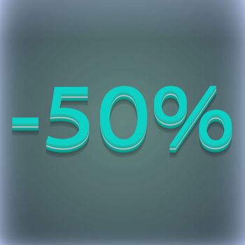 50 percent discount icon symbol. 3D style. Trendy, modern design with space for your text illustration. Raster version