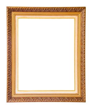 antique gold frame isolated on white background, clipping path