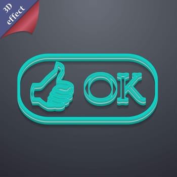 OK icon symbol. 3D style. Trendy, modern design with space for your text illustration. Rastrized copy