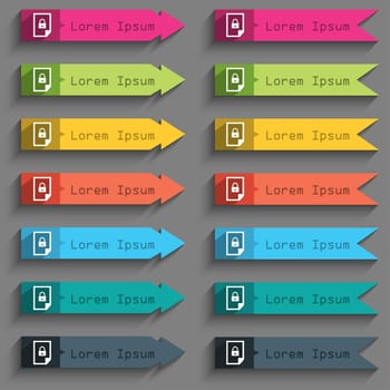 File locked icon sign. Set of coloured buttons. illustration