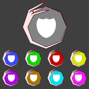 Shield sign icon. Protection symbol. Set colour buttons. illustration