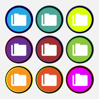 Document folder icon sign. Nine multi-colored round buttons. illustration