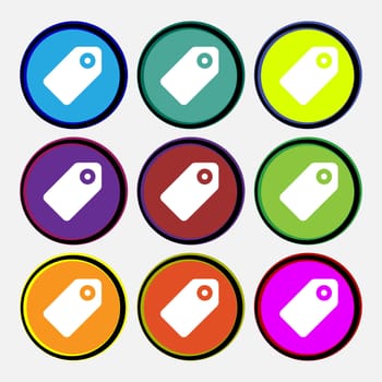 Special offer label icon sign. Nine multi-colored round buttons. illustration